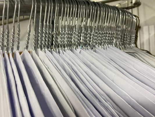 hangers galore! Everything is very organized inside the plant, as we treat each item individually with care